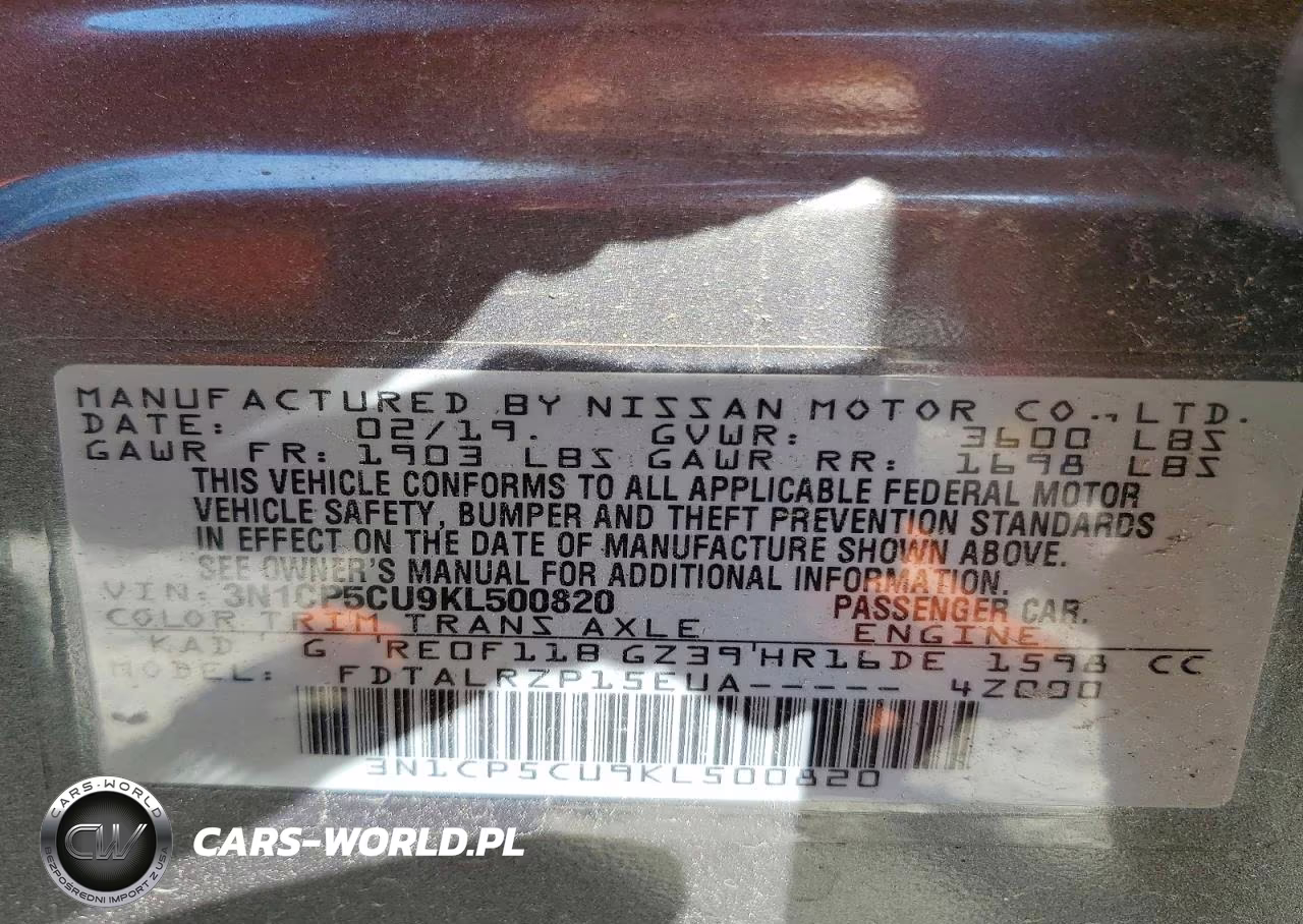2019 Nissan Kicks S VIN:3N1CP5CU9KL500820 - 12