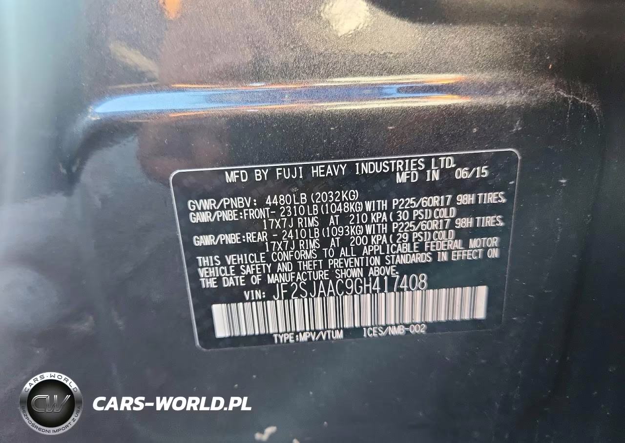 2016 Subaru Forester 2.5I VIN:JF2SJAAC9GH417408 - 12