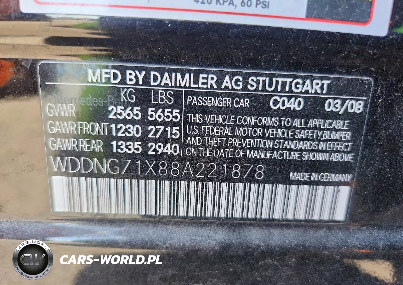 2008 Mercedes-Benz S 550 VIN:WDDNG71X88A221878 - 12