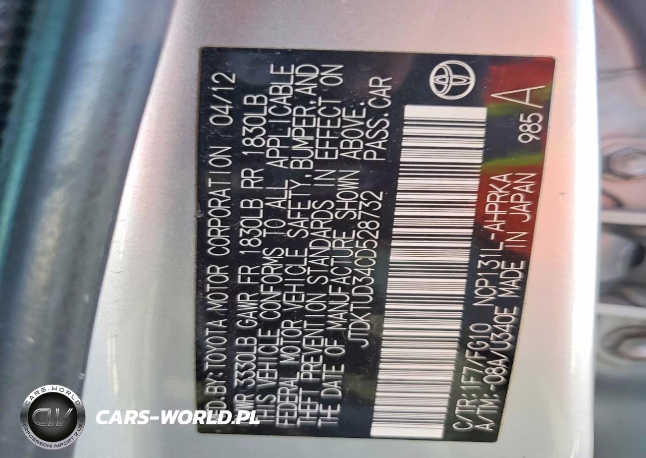 2012 Toyota Yaris 5-Door L VIN:JTDKTUD34CD528732 - 12
