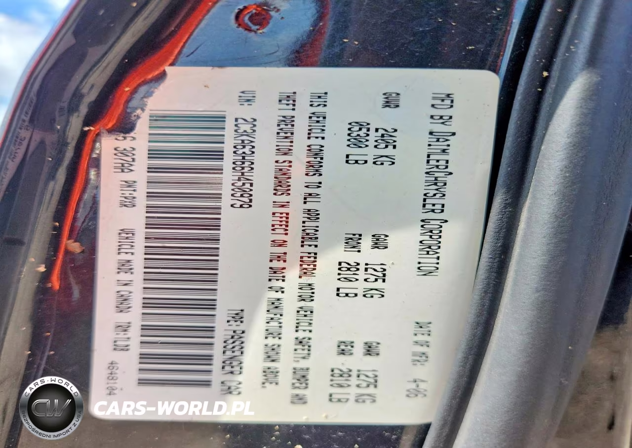 2006 Chrysler 300C VIN:2C3KA63H66H450979 - 12