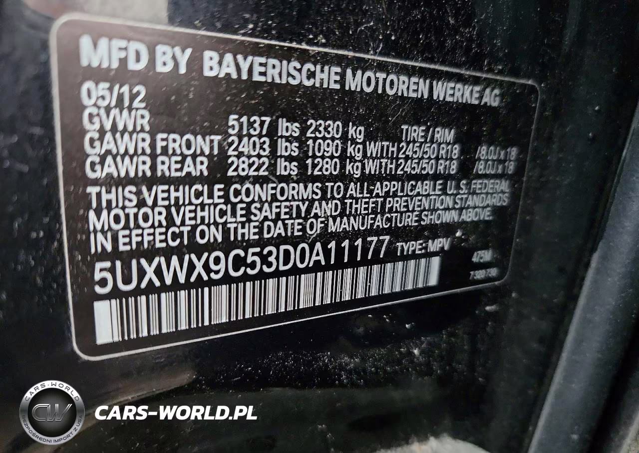 2013 BMW X3 xDrive28I VIN:5UXWX9C53D0A11177 - 12