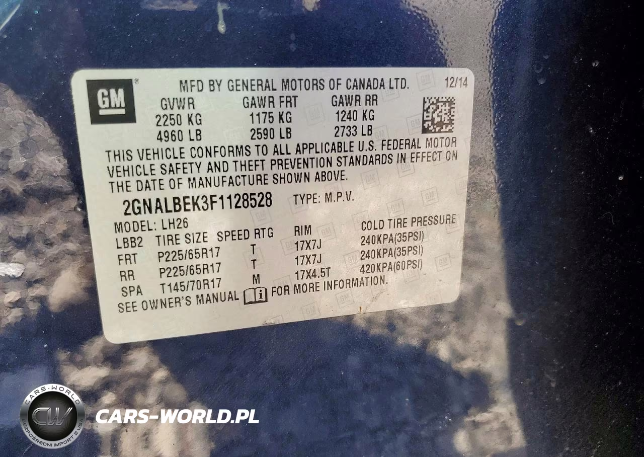 2015 Chevrolet Equinox Lt VIN:2GNALBEK3F1128528 - 13