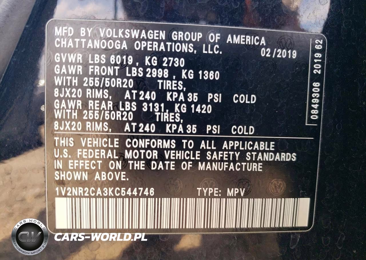 2019 Volkswagen Atlas Sel Premium VIN:1V2NR2CA3KC544746 - 13