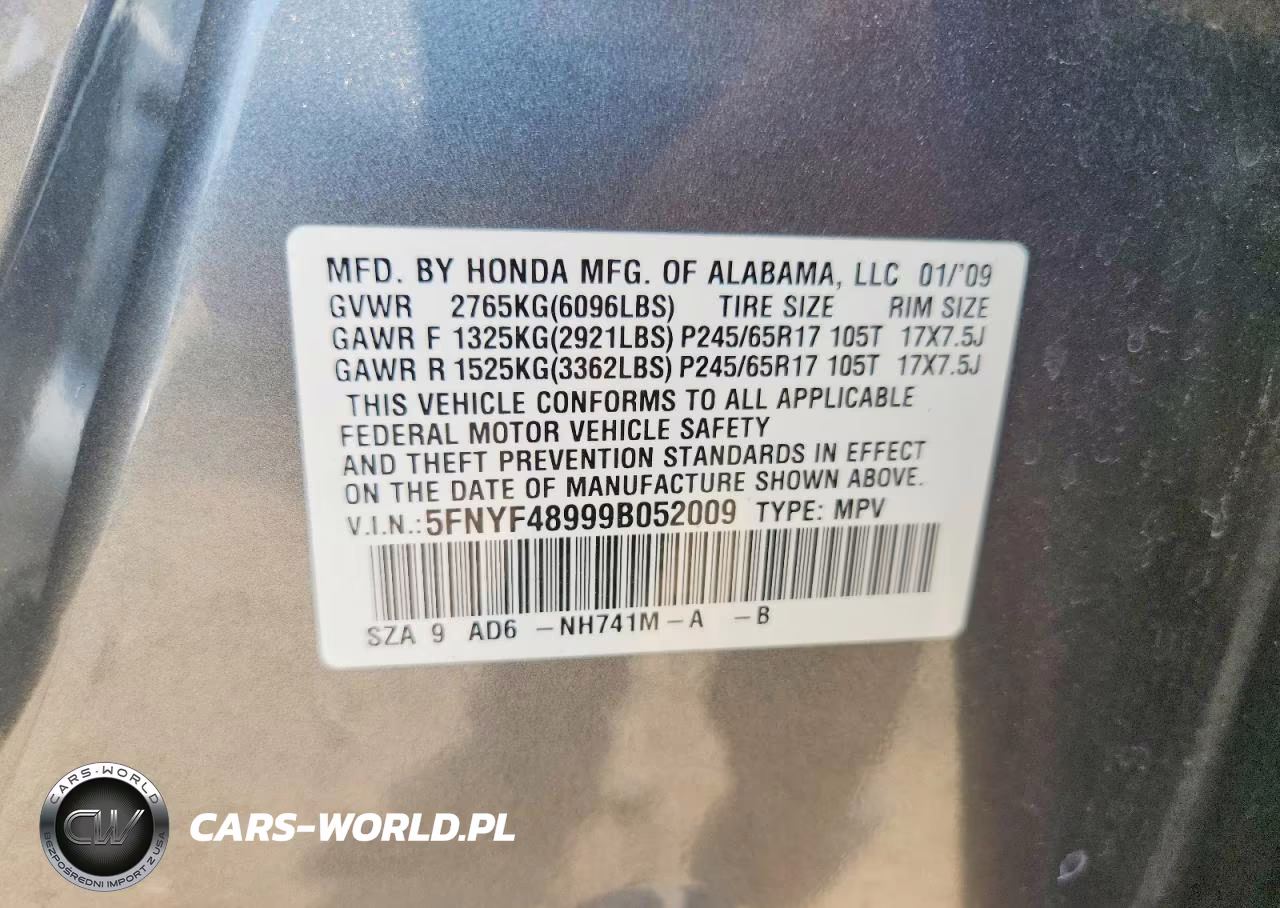 2009 Honda Pilot VIN:5FNYF48999B052009 - 13