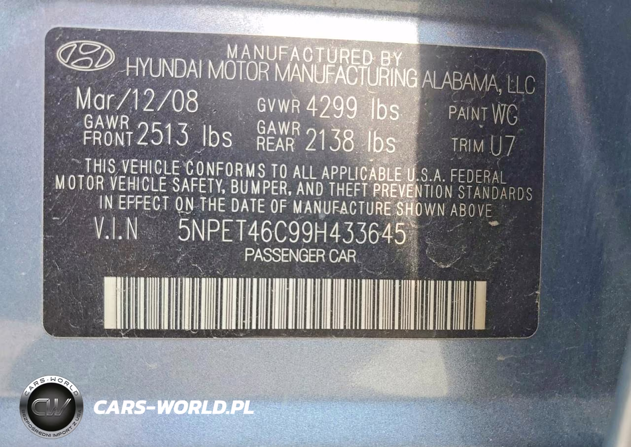 2009 Hyundai Sonata Gls VIN:5NPET46C99H433645 - 12
