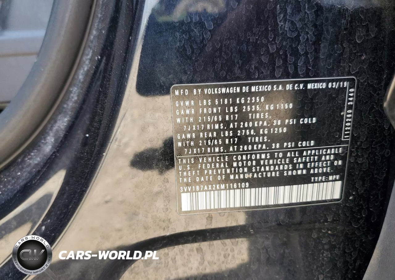 2019 Volkswagen Tiguan S VIN:3VV1B7AX2KM116109 - 13