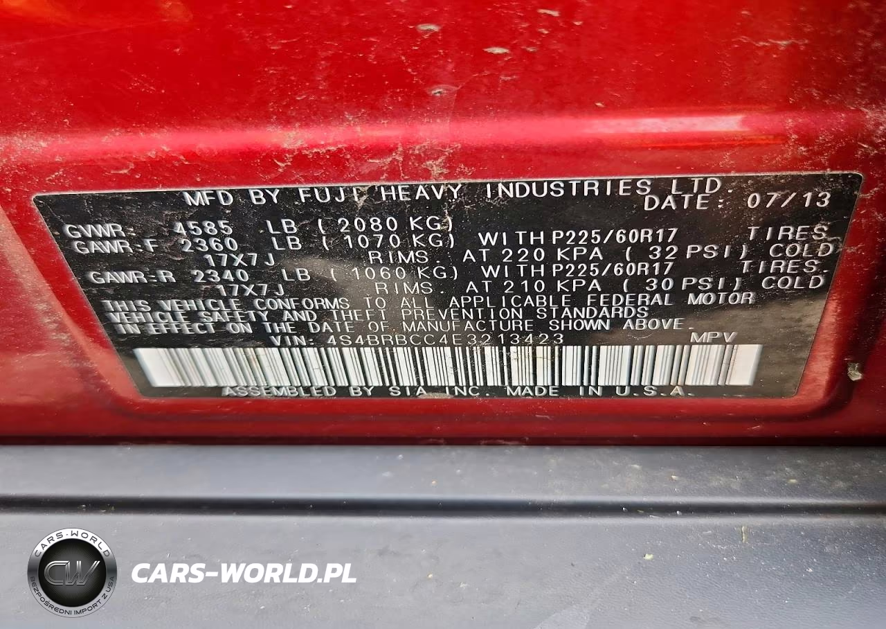 2014 Subaru Outback 2.5I Premium VIN:4S4BRBCC4E3213423 - 12