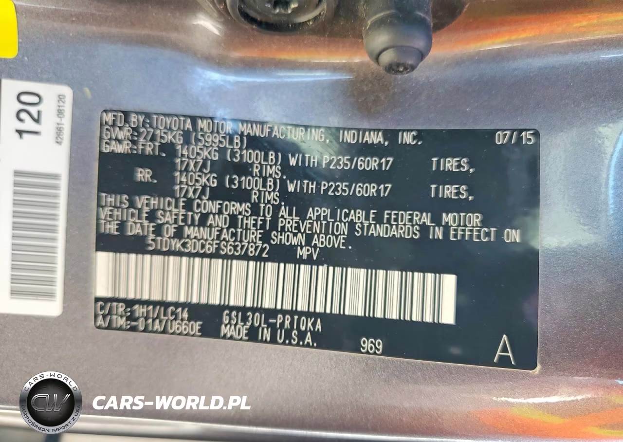 2015 Toyota Sienna Xle 8-Passenger VIN:5TDYK3DC6FS637872 - 13
