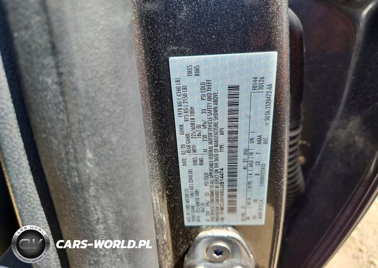 2020 Ford Escape Sel VIN:1FMCU0H66LUB14474 - 12