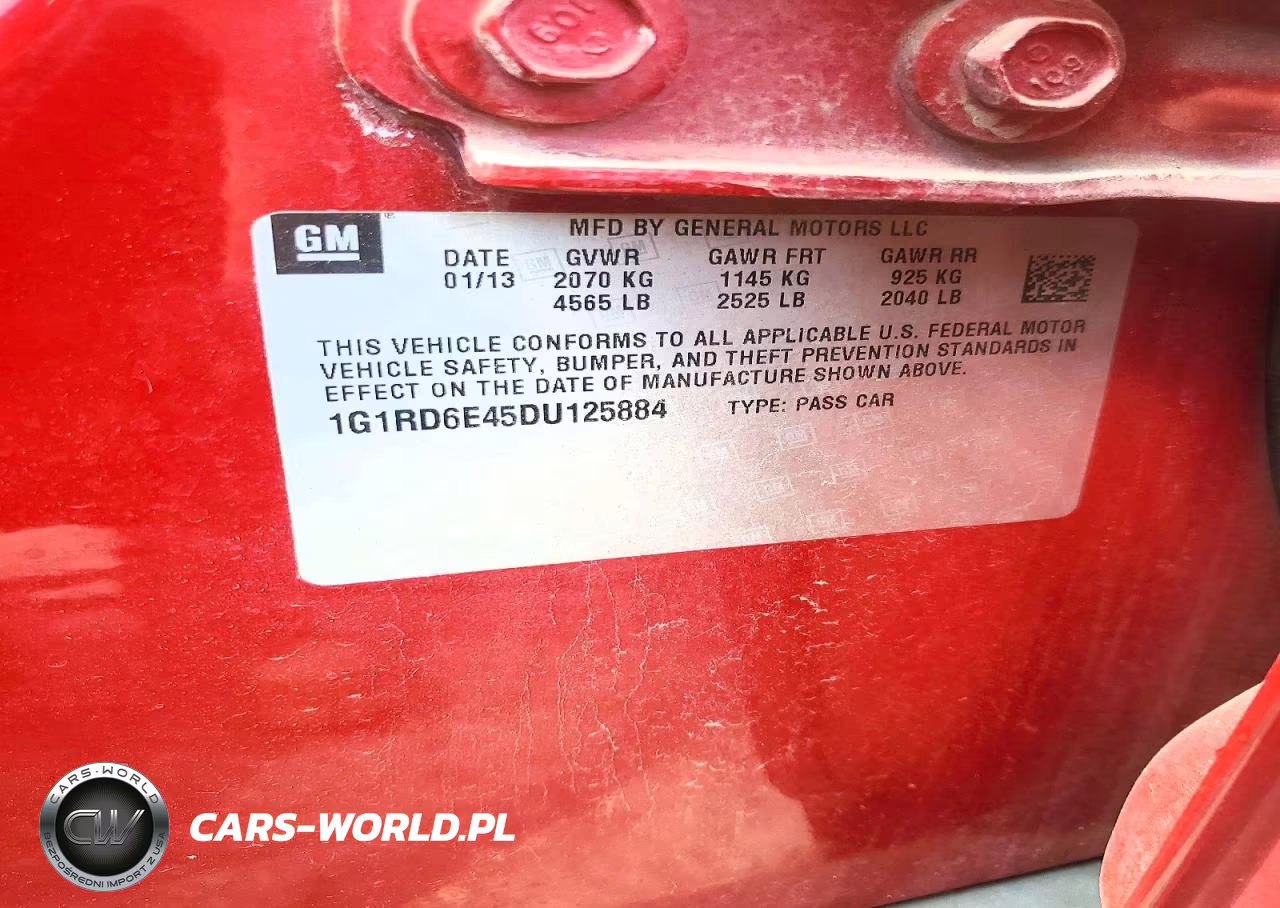2013 Chevrolet Volt VIN:1G1RD6E45DU125884 - 12