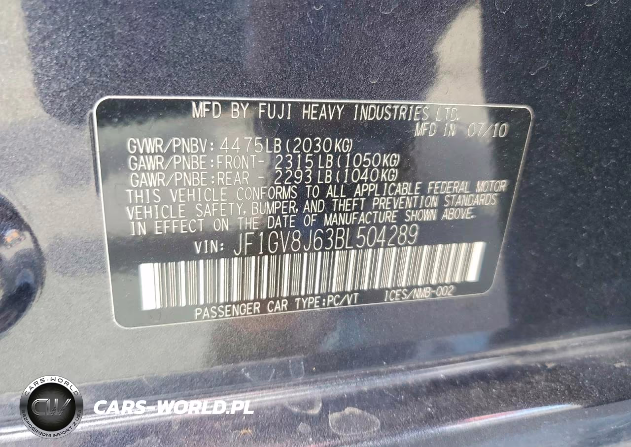 2011 Subaru Impreza Wrx Sti VIN:JF1GV8J63BL504289 - 12