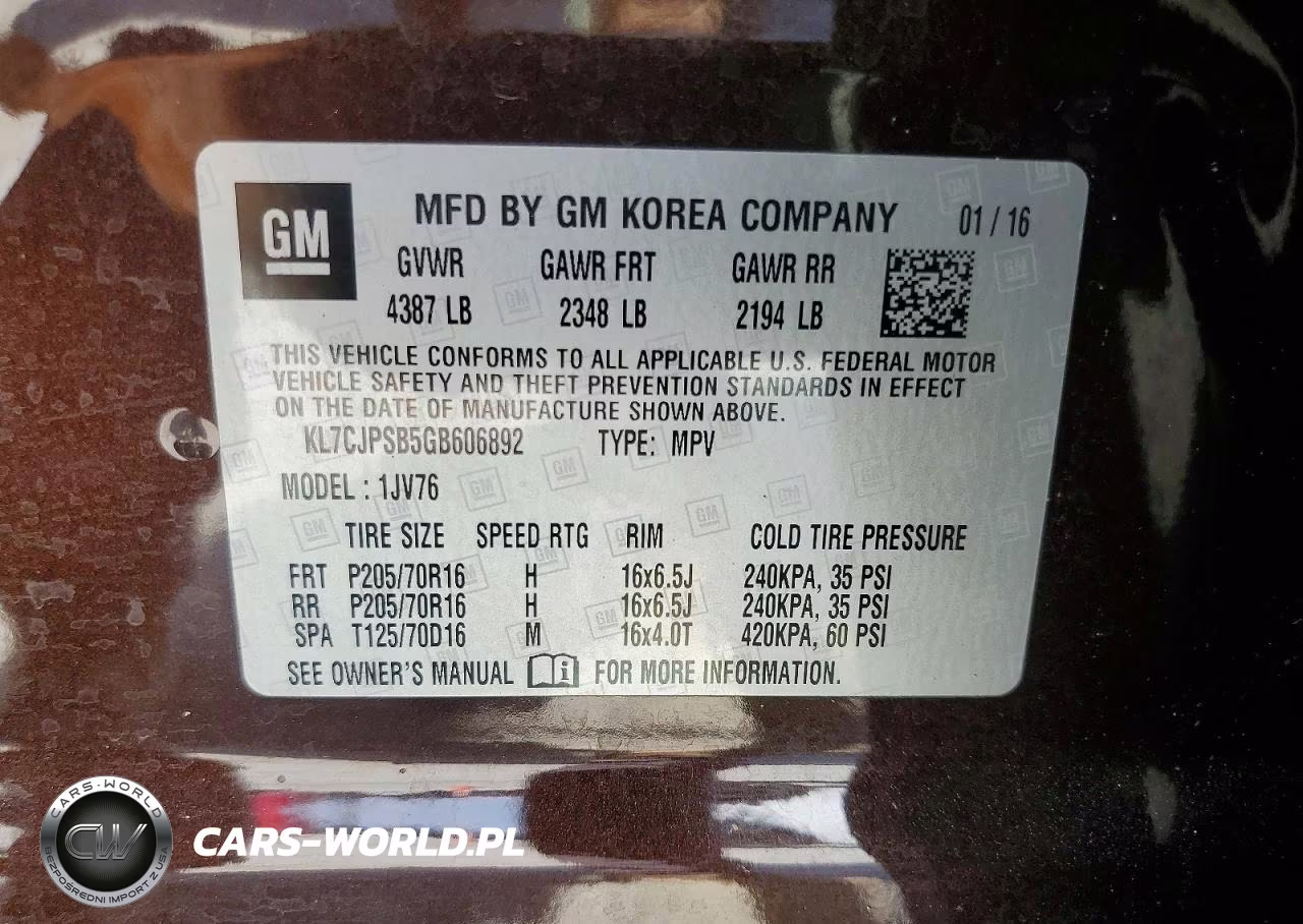 2016 Chevrolet Trax 1Lt VIN:KL7CJPSB5GB606892 - 12