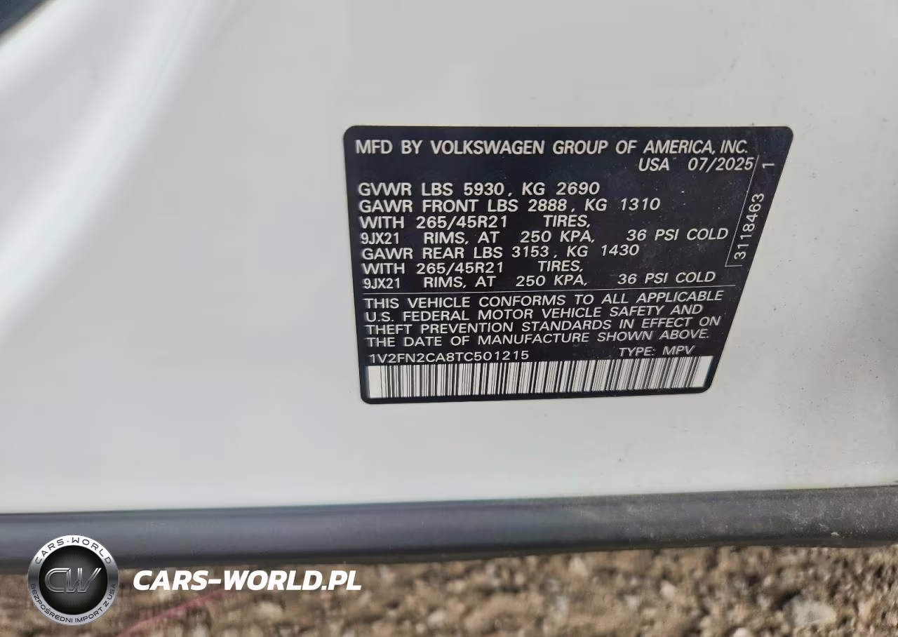 2026 Volkswagen Atlas Sel Premium R-Line VIN:1V2FN2CA8TC501215 - 13