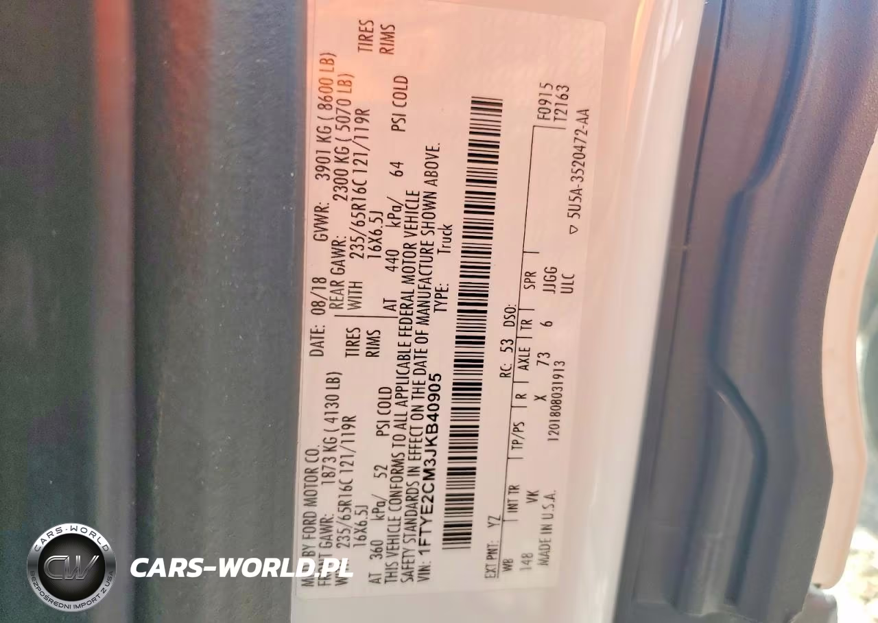 2018 Ford Transit T-150 VIN:1FTYE2CM3JKB40905 - 13