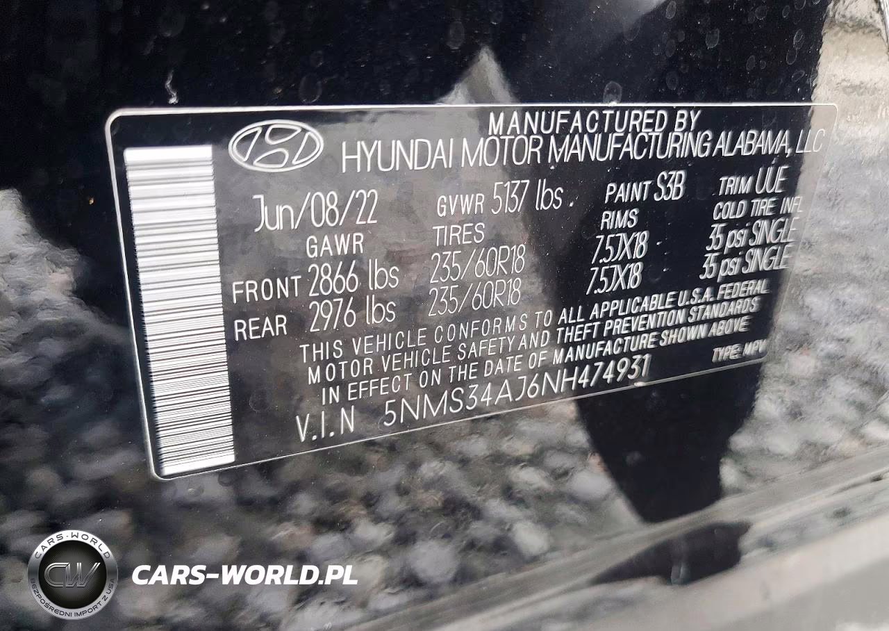 2022 Hyundai Santa Fe Sel VIN:5NMS34AJ6NH474931 - 13