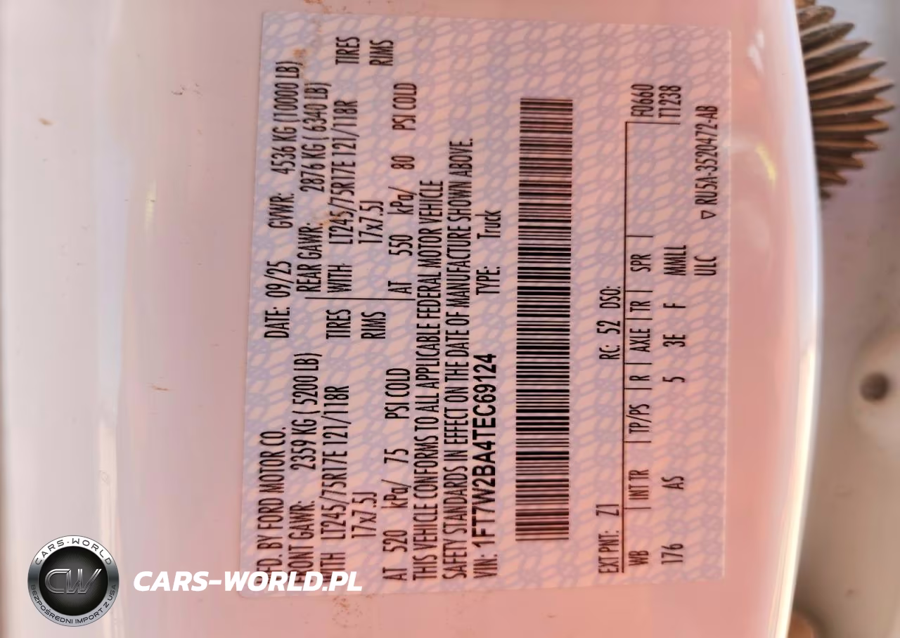 2026 Ford F250 Super Duty VIN:1FT7W2BA4TEC69124 - 12