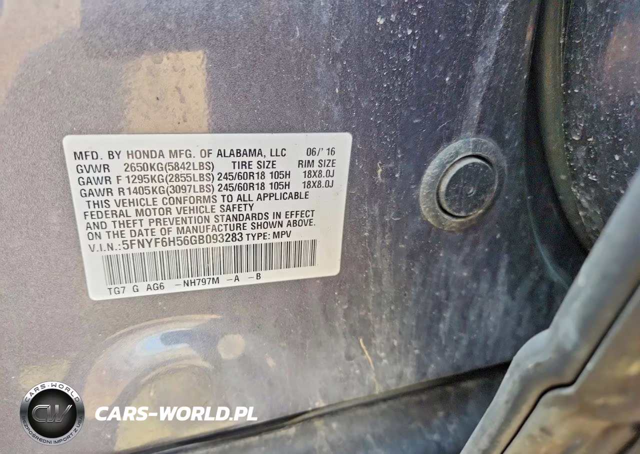 2016 Honda Pilot Exl VIN:5FNYF6H56GB093283 - 13