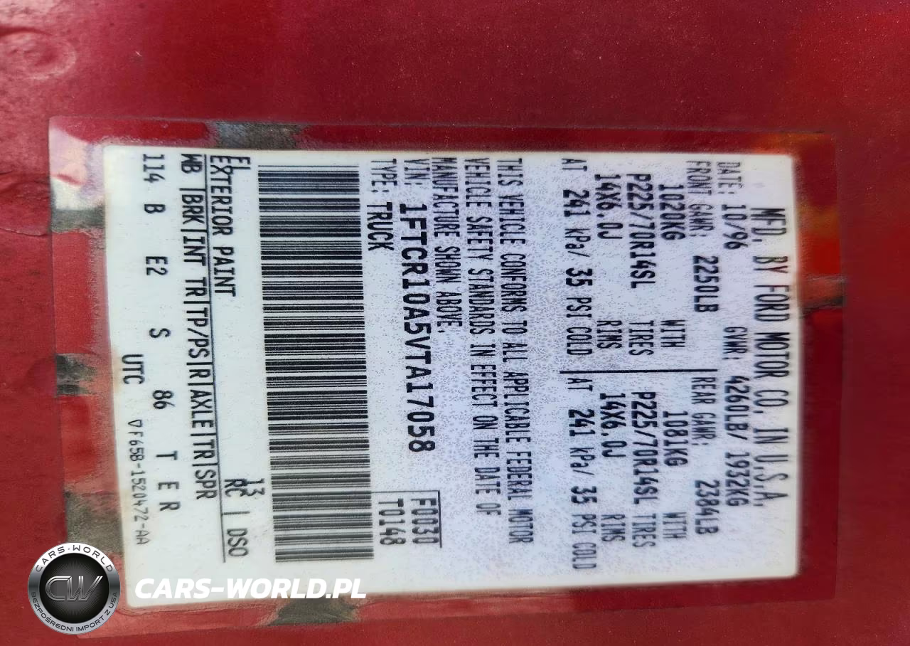 1997 Ford Ranger VIN:1FTCR10A5VTA17058 - 12