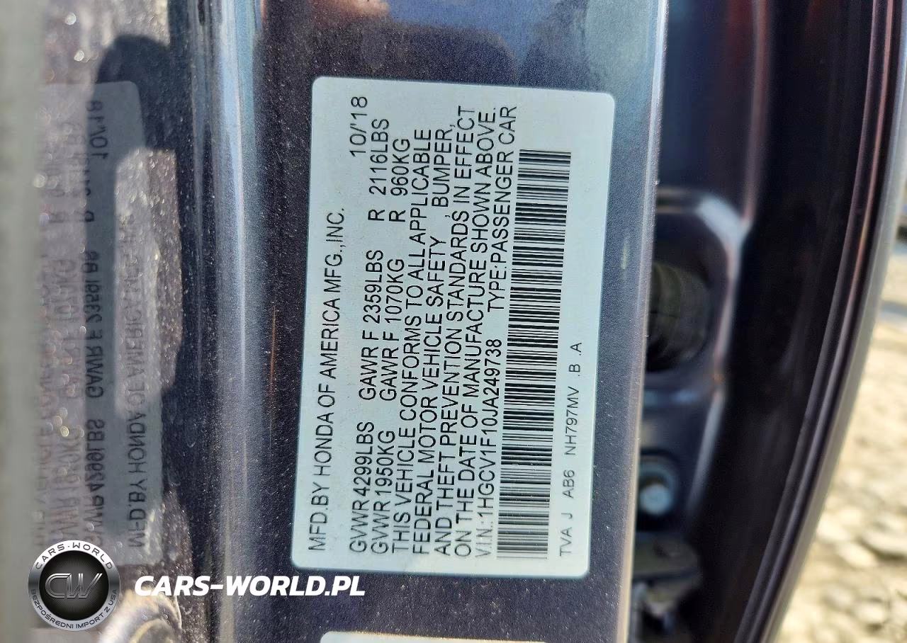 2018 Honda Accord Lx VIN:1HGCV1F10JA249738 - 13