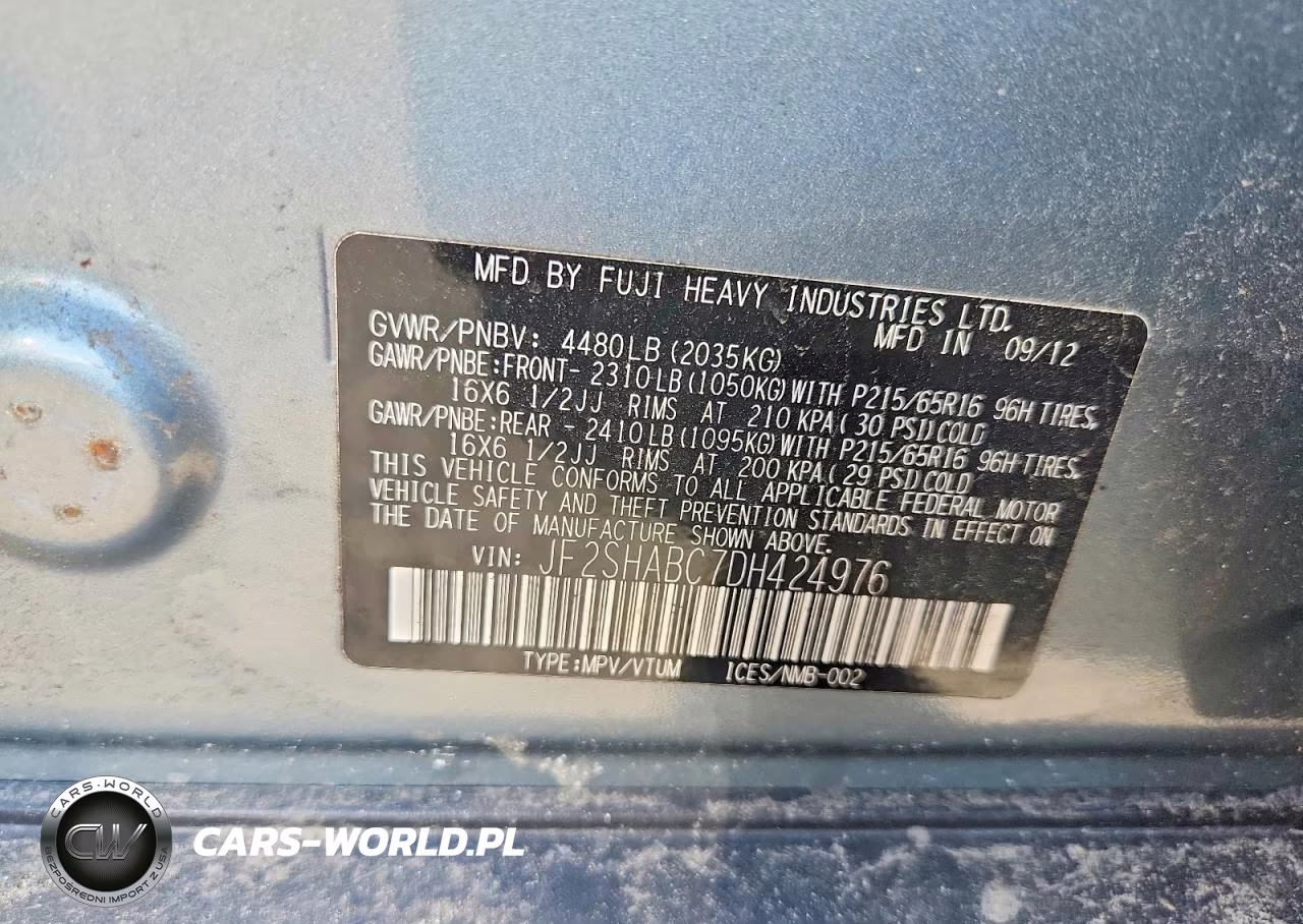 2013 Subaru Forester VIN:JF2SHABC7DH424976 - 10