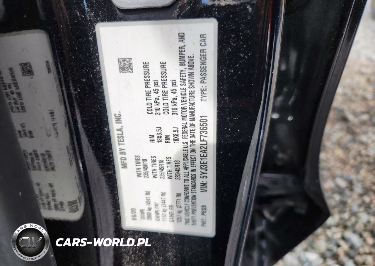 2020 Tesla Model 3 VIN:5YJ3E1EA2LF736501 - 12