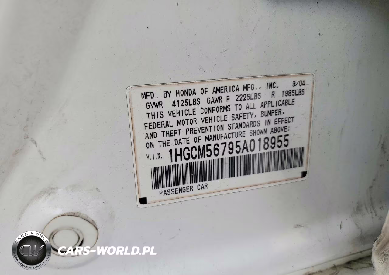 2005 Honda Accord Ex VIN:1HGCM56795A018955 - 12