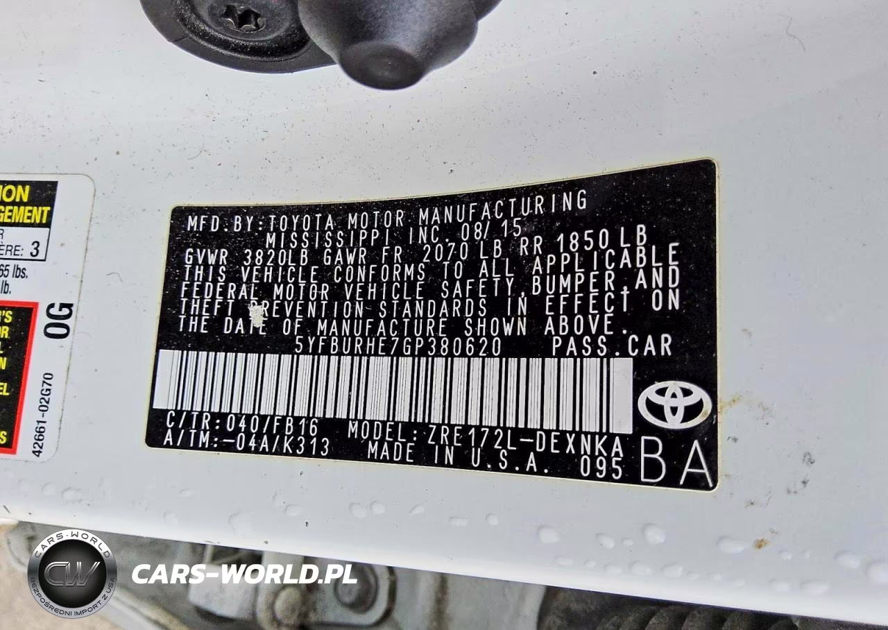 2016 Toyota Corolla Le VIN:5YFBURHE7GP380620 - 12