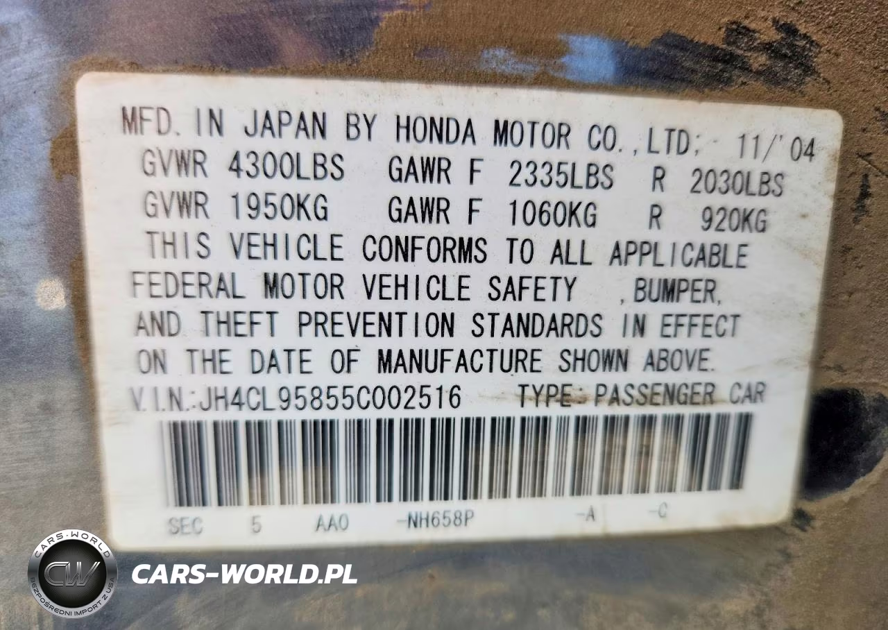 2005 Acura Tsx VIN:JH4CL95855C002516 - 12