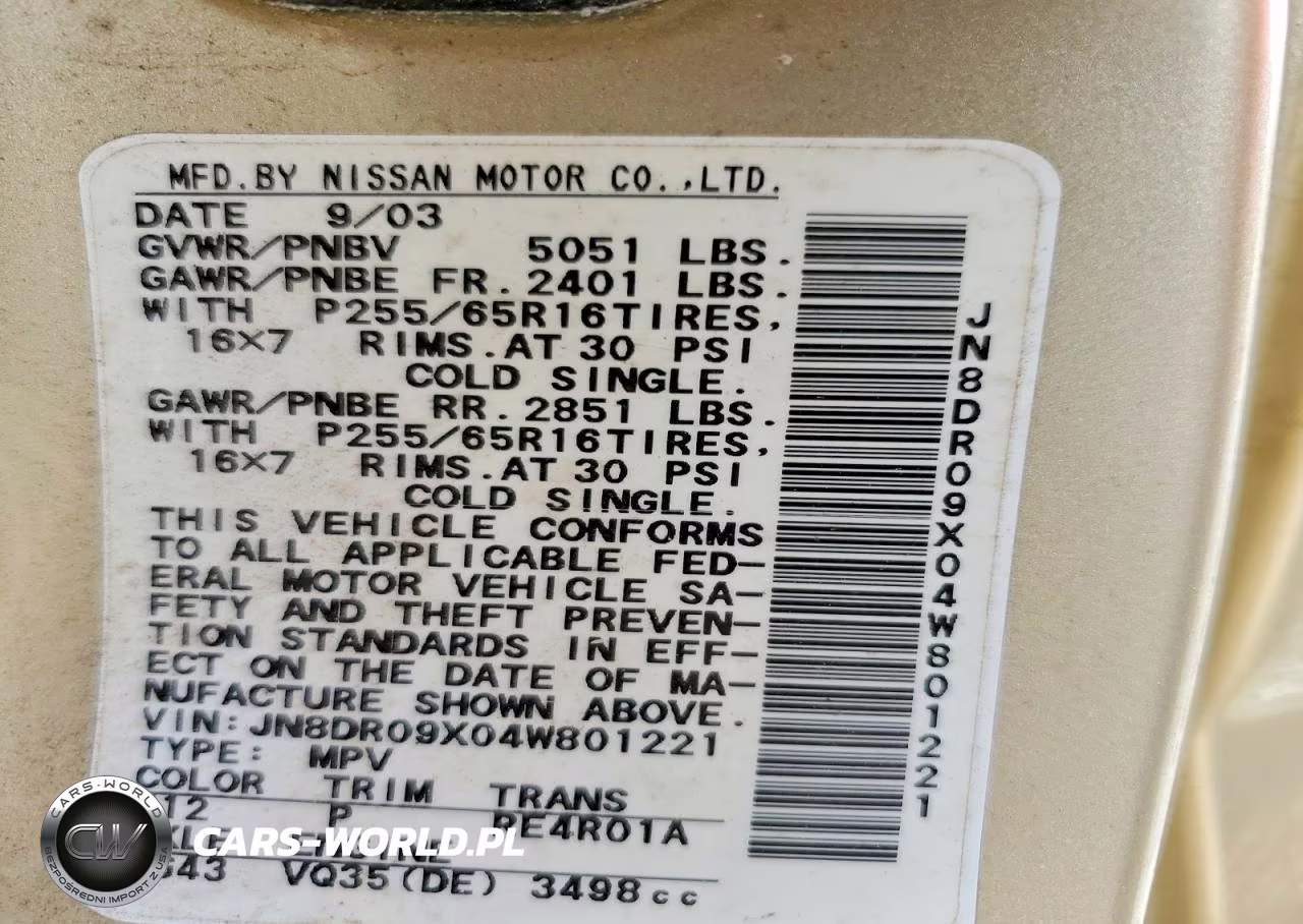 2004 Nissan Pathfinder Se VIN:JN8DR09X04W801221 - 12