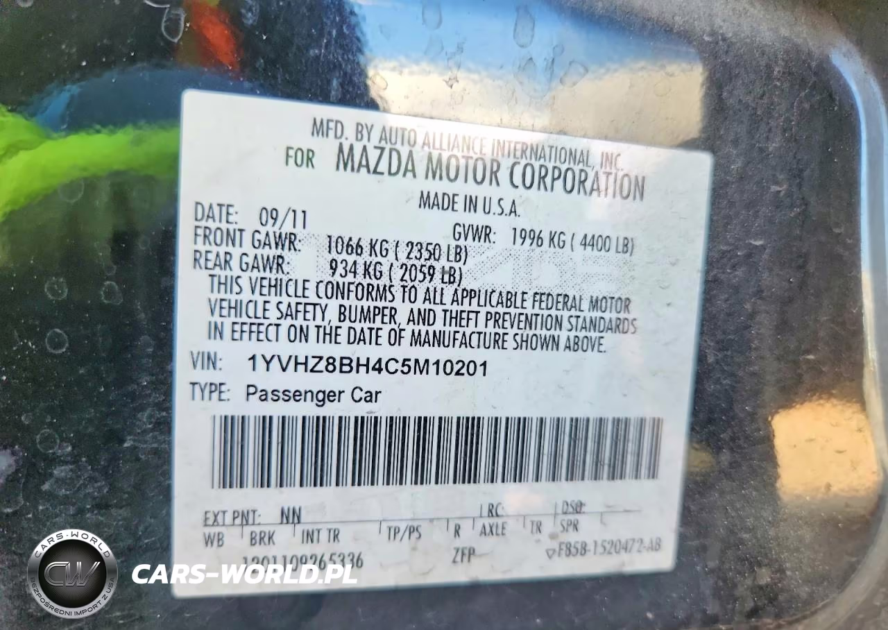 2012 Mazda 6 I VIN:1YVHZ8BH4C5M10201 - 12