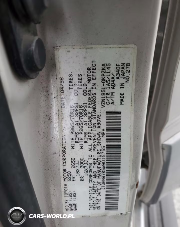 1998 Toyota 4Runner Limited VIN:JT3HN87R5W9015755 - 12