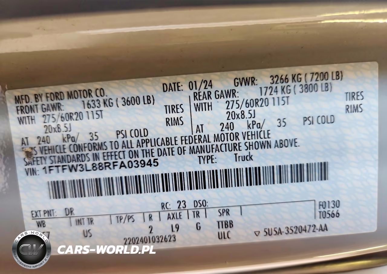 2024 Ford F150 Xlt VIN:1FTFW3L88RFA03945 - 12