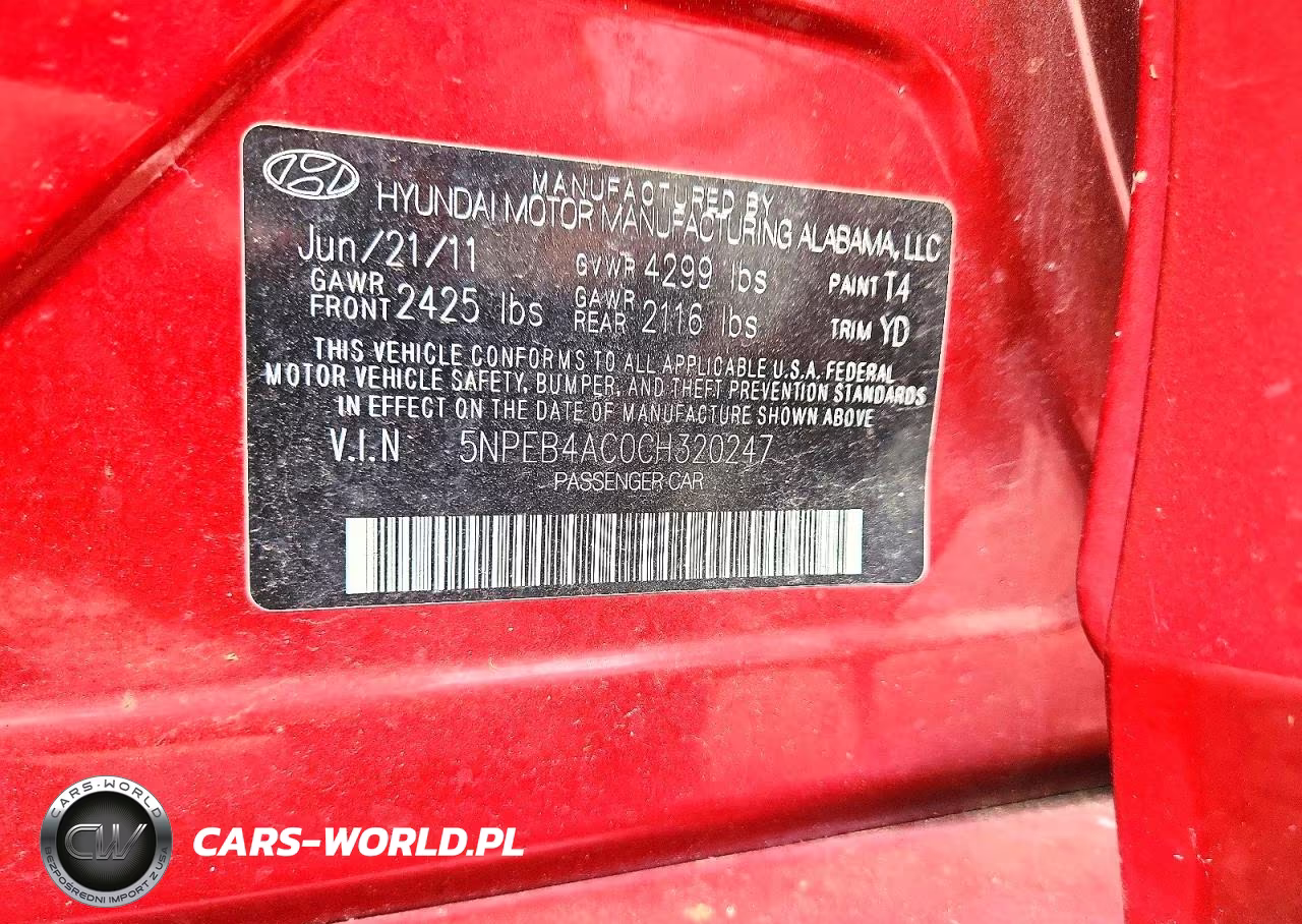 2012 Hyundai Sonata Gls VIN:5NPEB4AC0CH320247 - 12