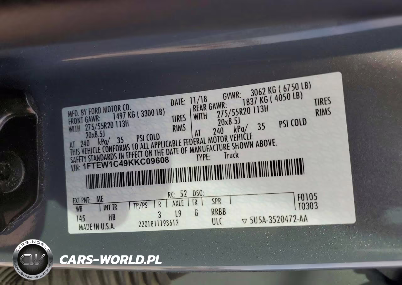 2019 Ford F150 Supercrew VIN:1FTEW1C49KKC09608 - 13