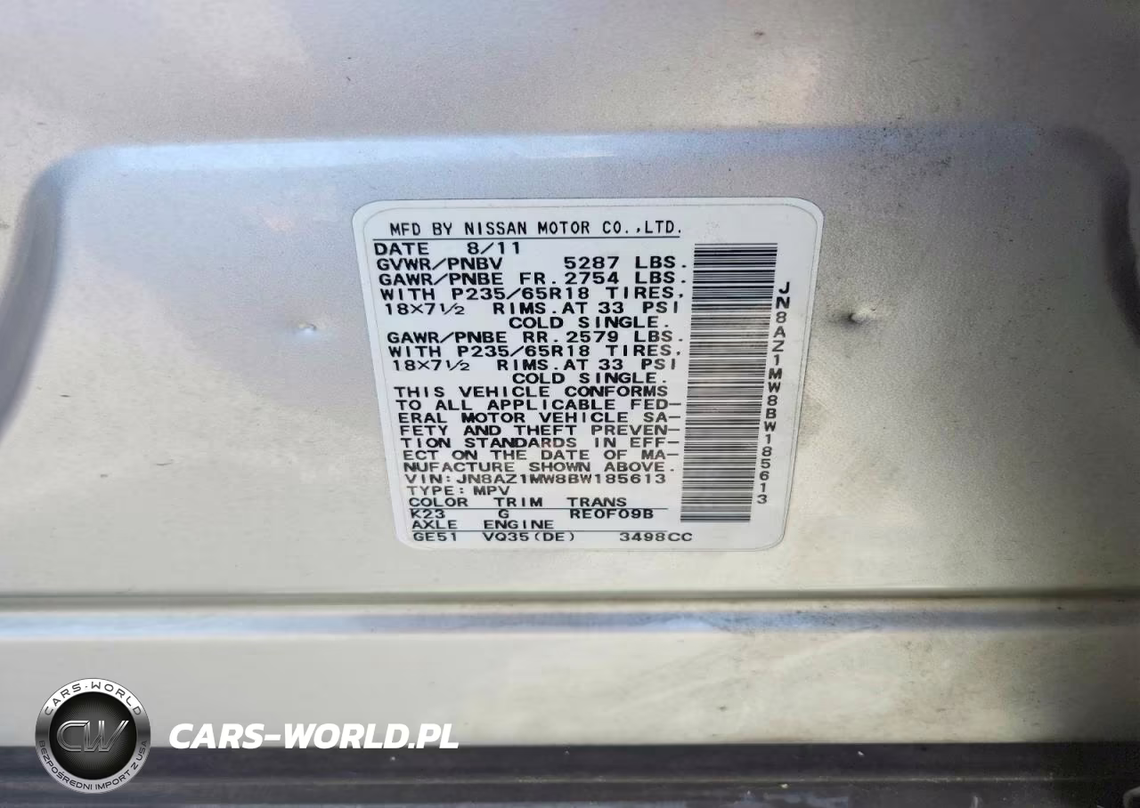 2011 Nissan Murano S VIN:JN8AZ1MW8BW185613 - 13