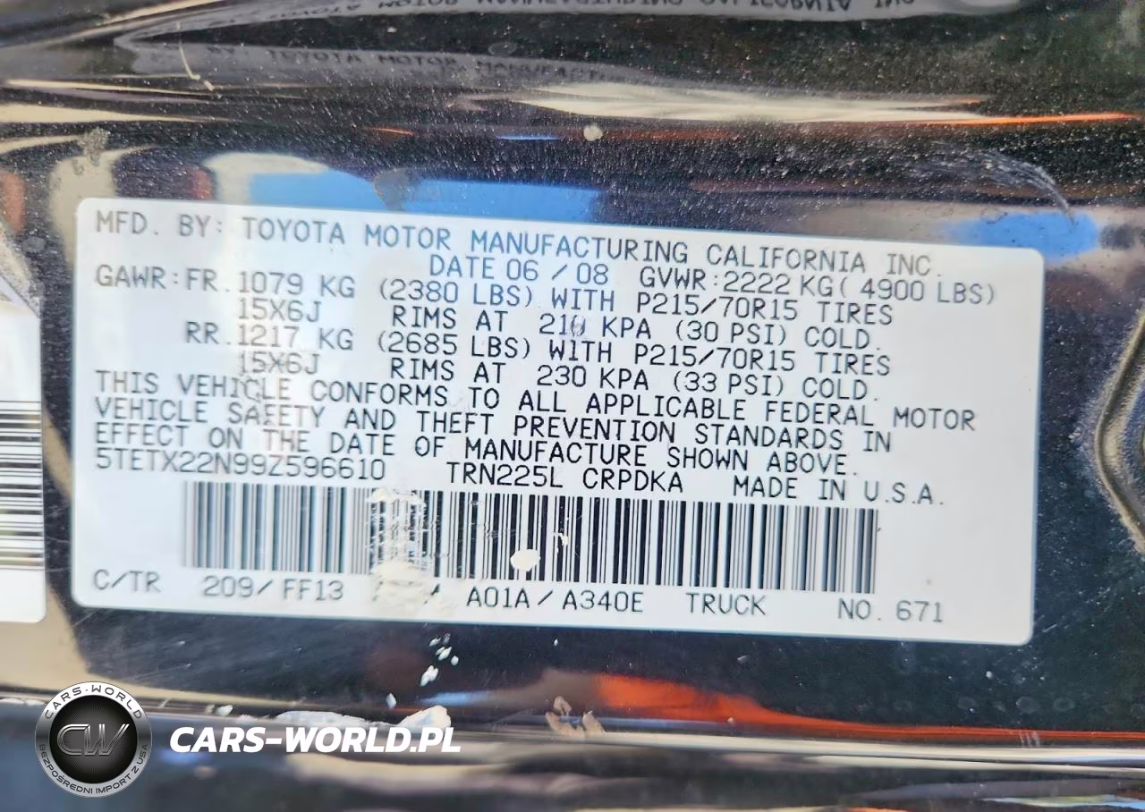 2009 Toyota Tacoma Base VIN:5TETX22N99Z596610 - 12