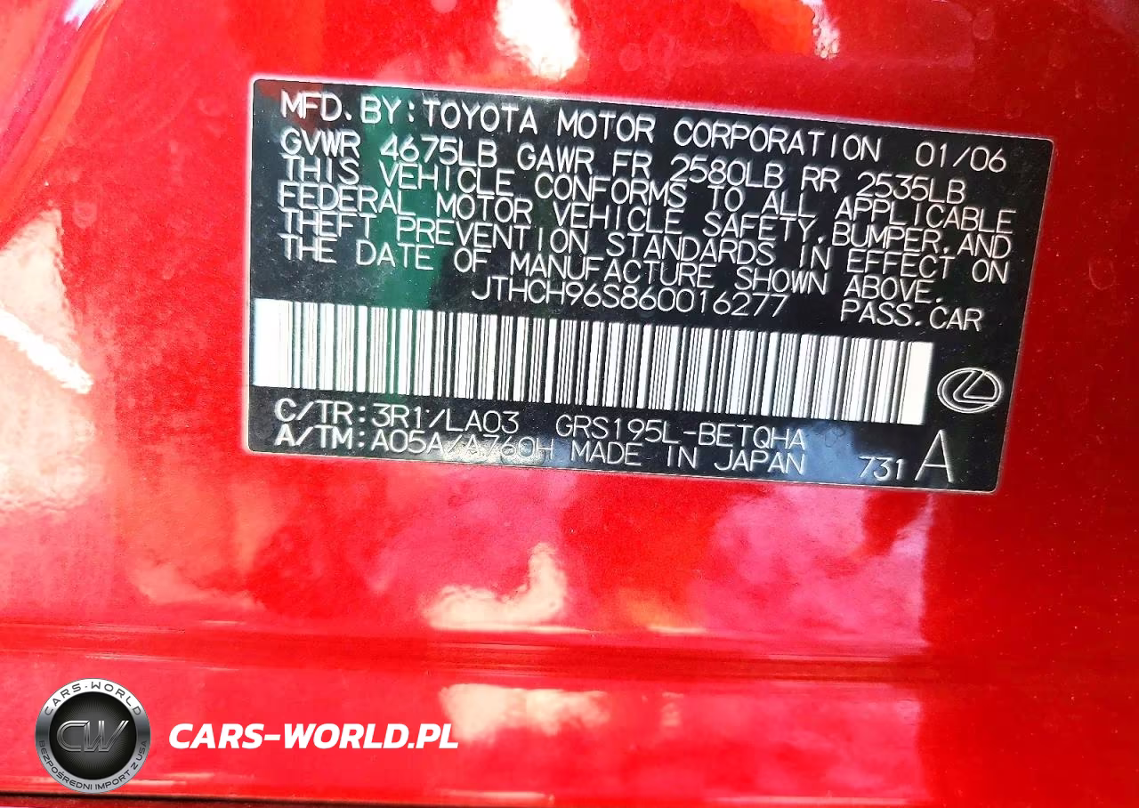 2006 Lexus Gs 300 VIN:JTHCH96S860016277 - 12
