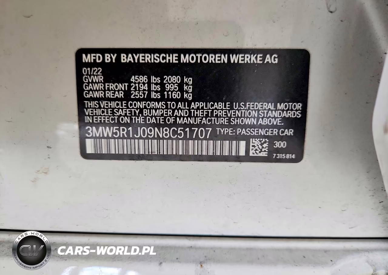 2022 BMW 330I VIN:3MW5R1J09N8C51707 - 12