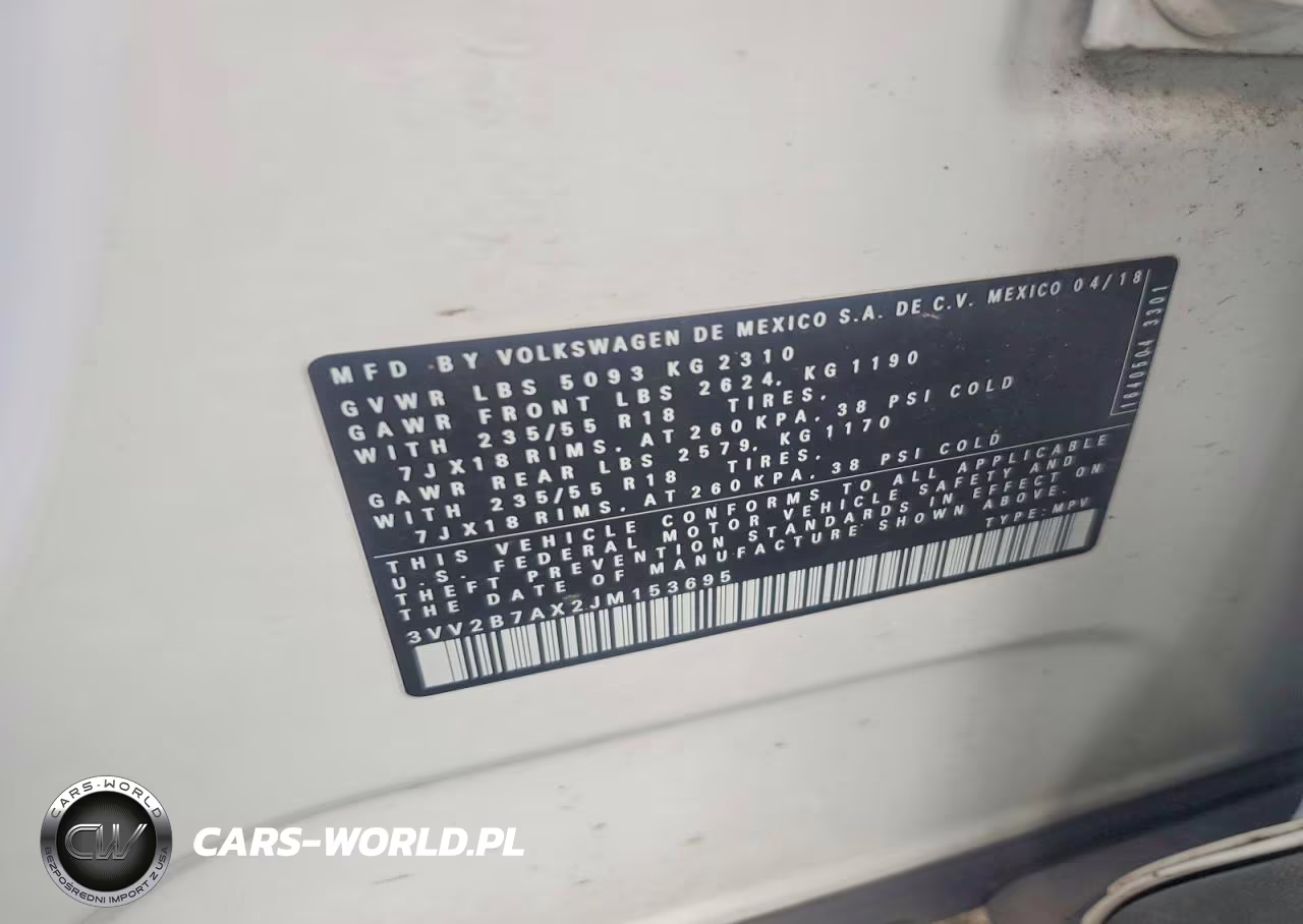 2018 Volkswagen Tiguan Se VIN:3VV2B7AX2JM153695 - 12