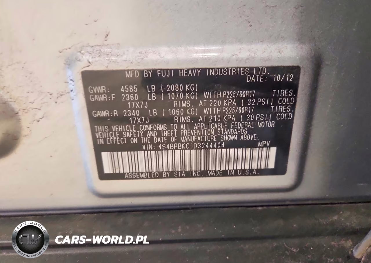 2013 Subaru Outback 2.5I Limited VIN:4S4BRBKC1D3244404 - 12