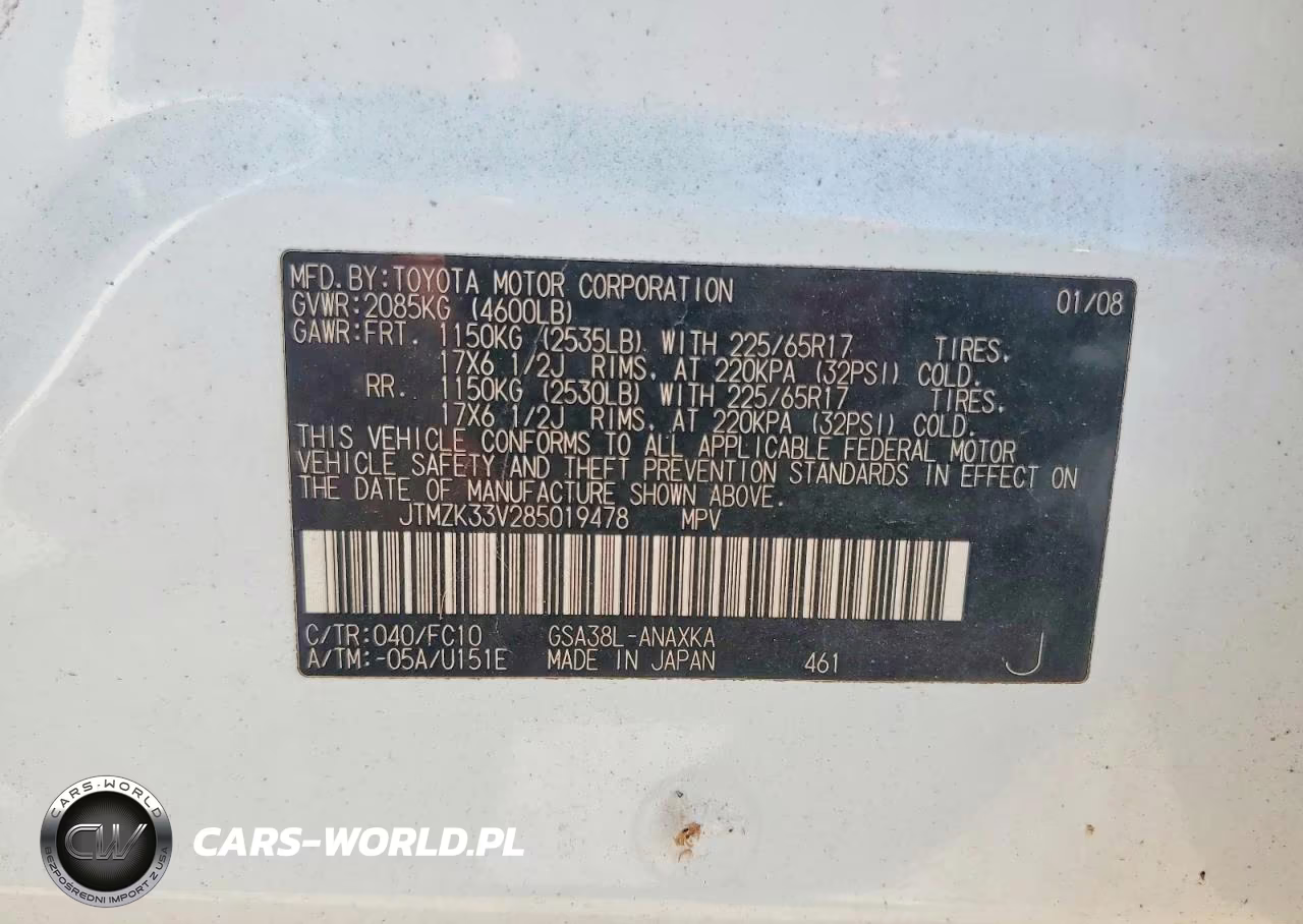 2008 Toyota Rav4 Base VIN:JTMZK33V285019478 - 13