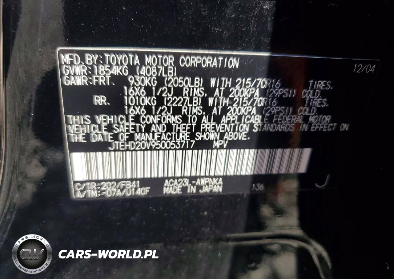 2005 Toyota Rav4 Base VIN:JTEHD20V950053717 - 13