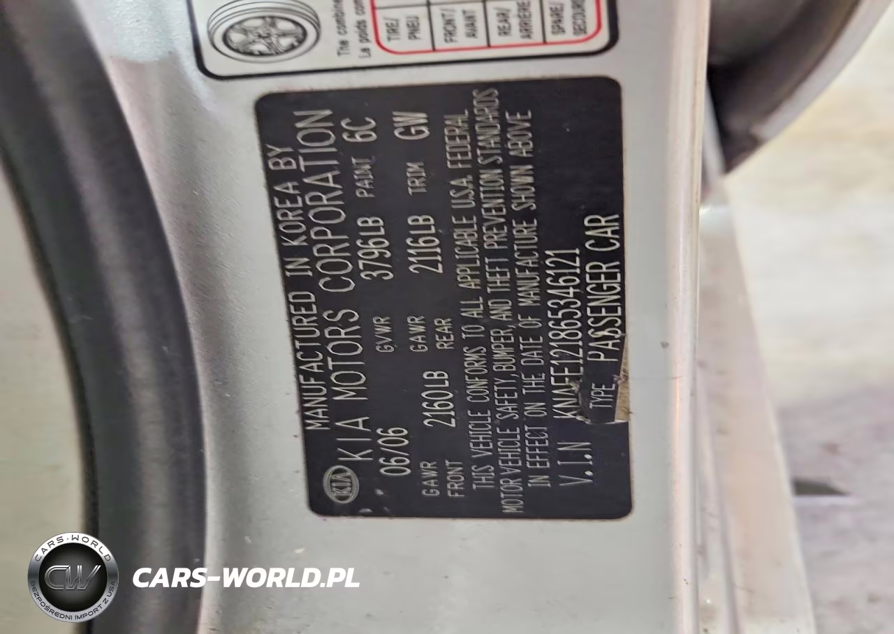 2006 Kia Spectra Ex VIN:KNAFE121865346121 - 12