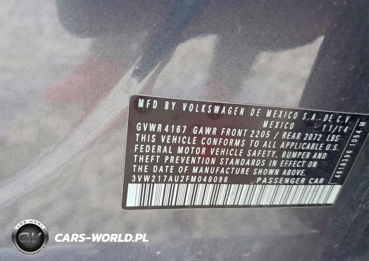 2015 Volkswagen Golf VIN:3VW217AU2FM048098 - 12