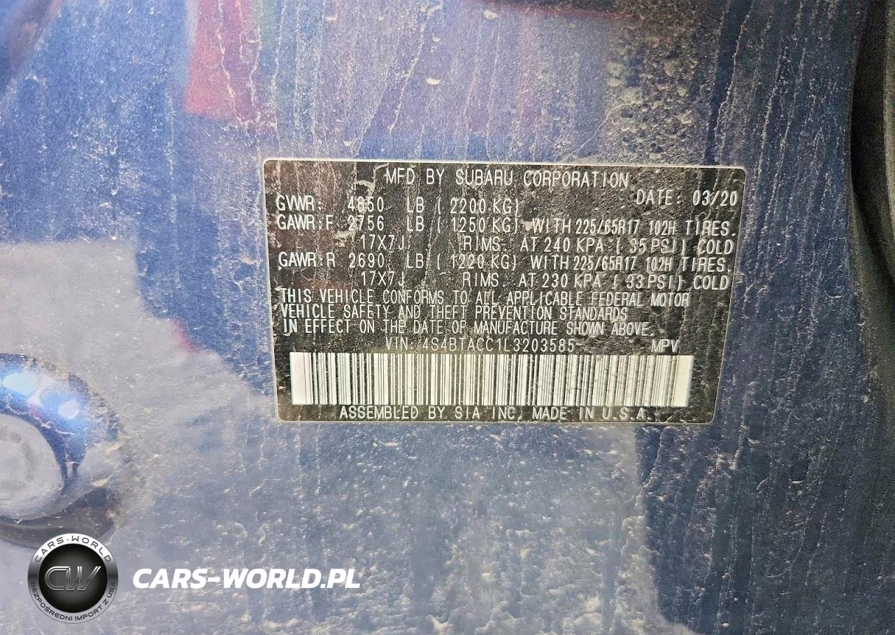 2020 Subaru Outback Premium VIN:4S4BTACC1L3203585 - 12