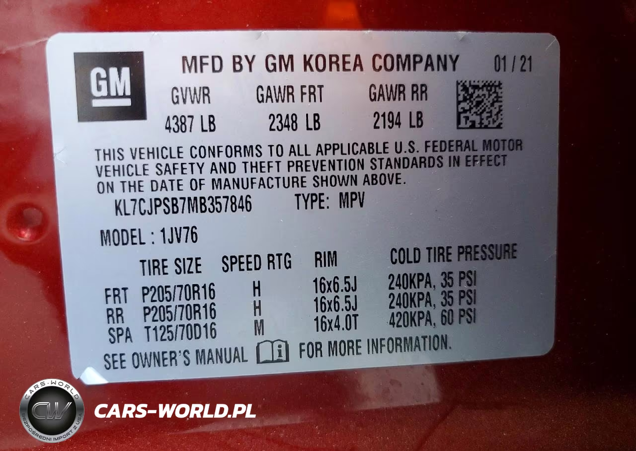 2021 Chevrolet Trax 1Lt VIN:KL7CJPSB7MB357846 - 13