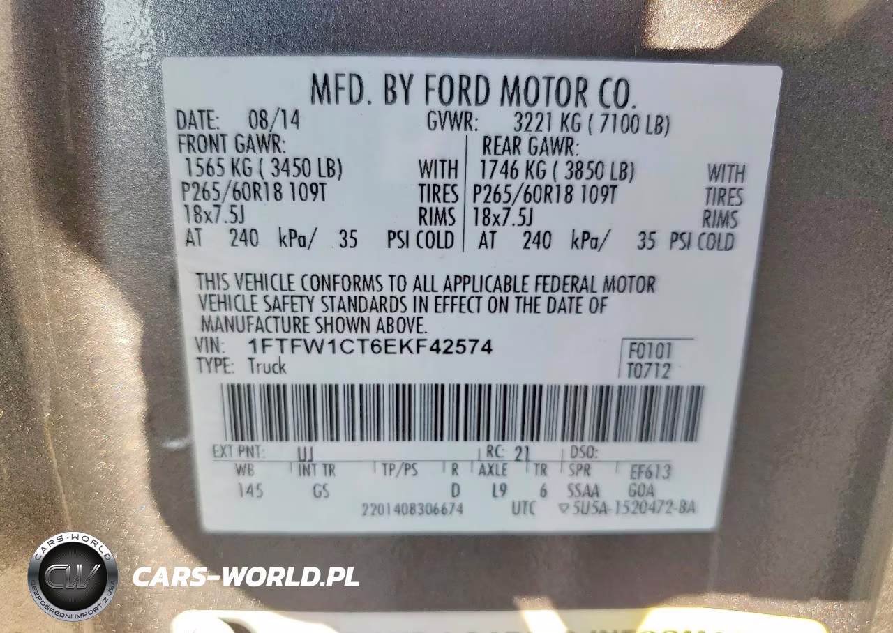 2014 Ford F150 Supercrew VIN:1FTFW1CT6EKF42574 - 12