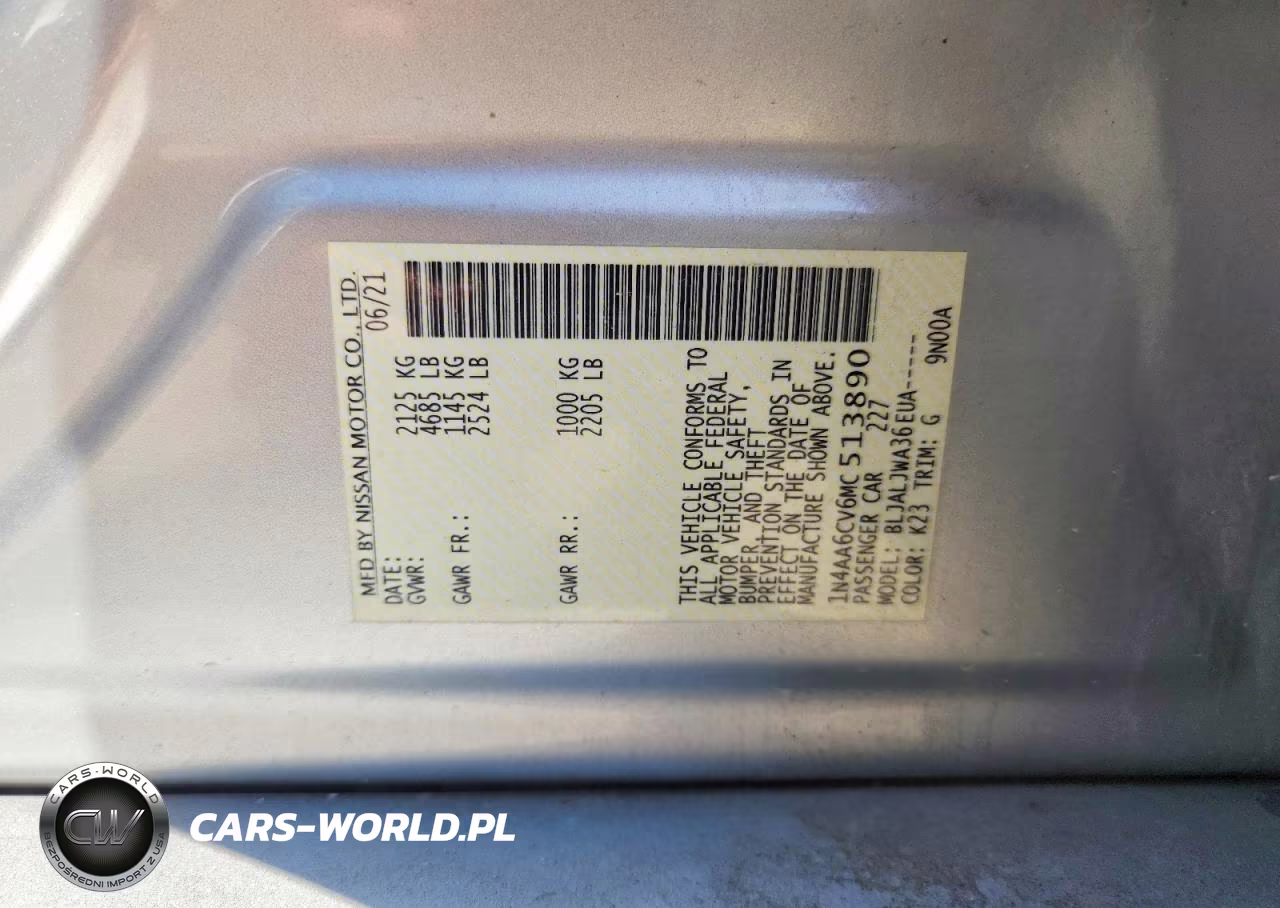 2021 Nissan Maxima Sv VIN:1N4AA6CV6MC513890 - 13