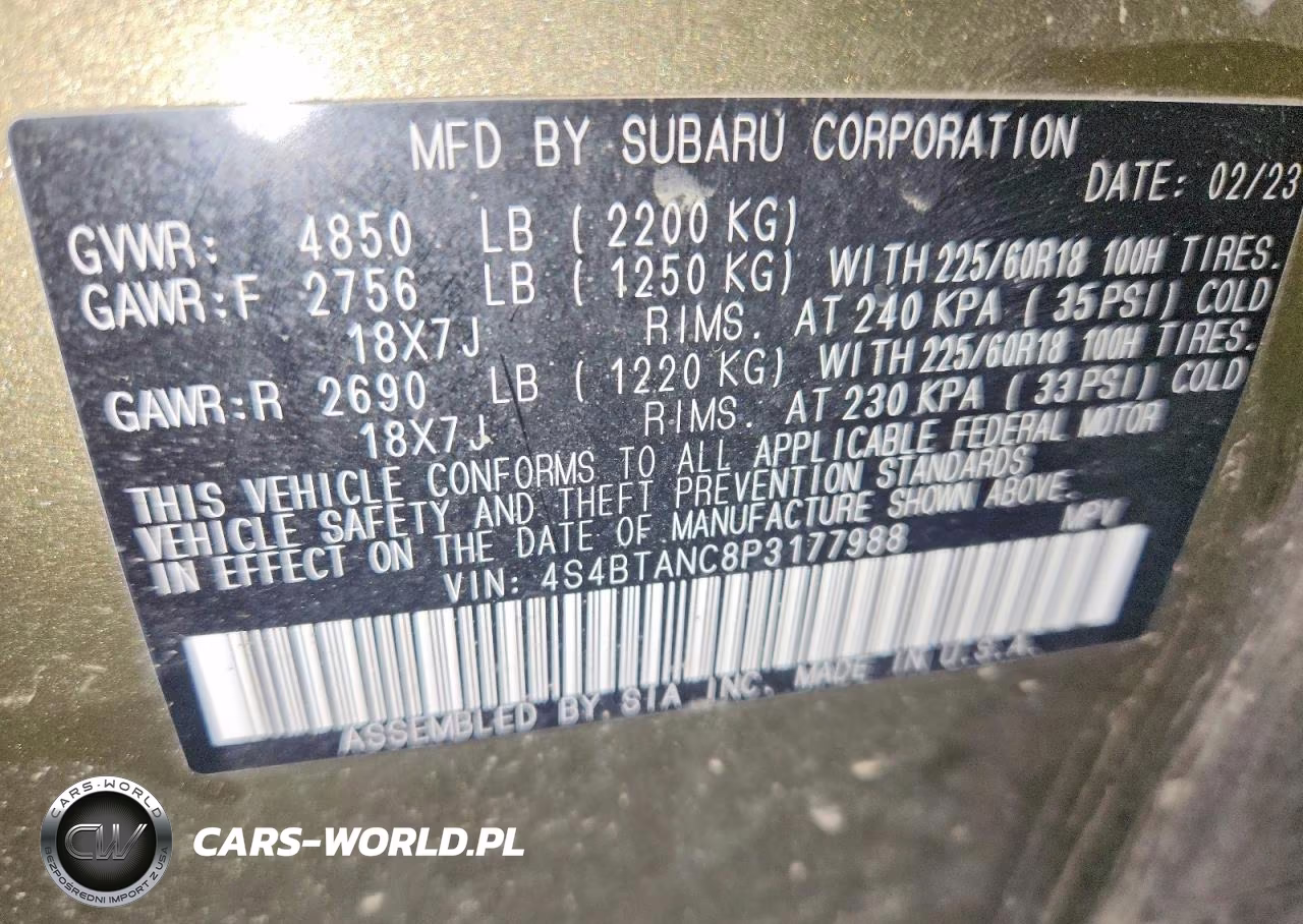 2023 Subaru Outback Limited VIN:4S4BTANC8P3177988 - 13